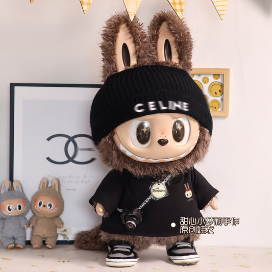 Labubu 58cm Doll Outfit - Woolen Hat, T-Shirt & Sneakers
