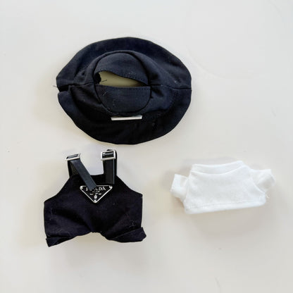 Only clothes] generation one or two blind box pull cloth doll suspenders suit LABUBU pendant pink hat pants