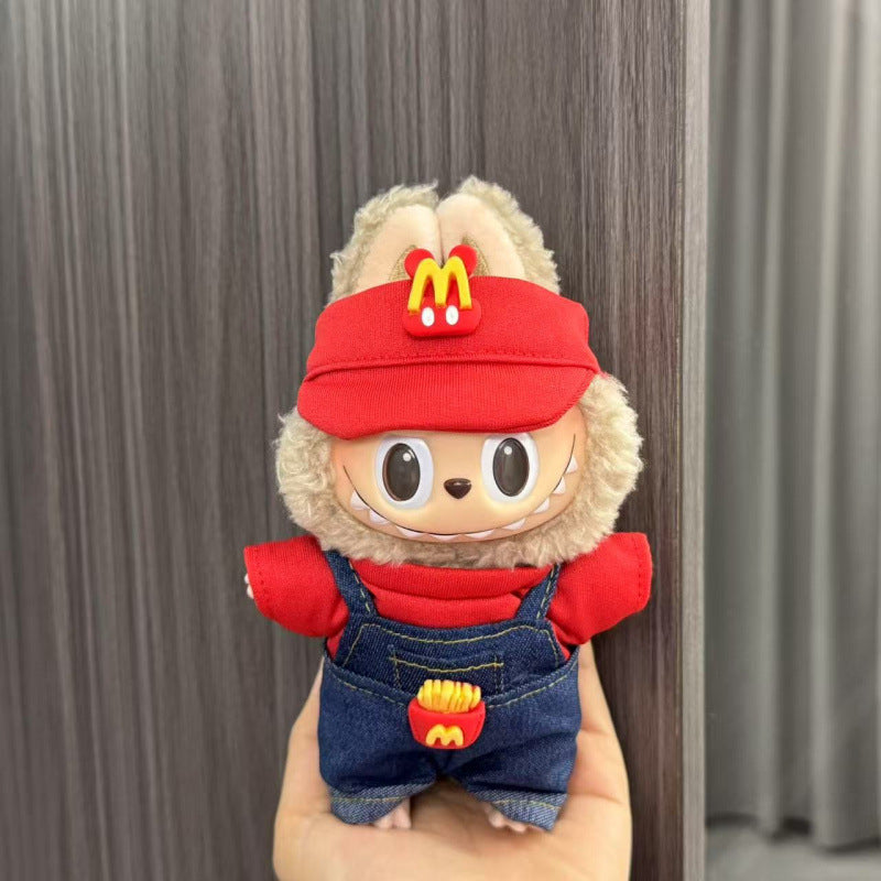 Rab cloth doll labubu17cm pendant one or two generations of vinyl plush doll suit accessories for clothes