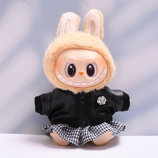 Only clothes] one or two generation pendant cloth cloth clothes black jacket coat houndstooth skirt LABUBU doll clothes