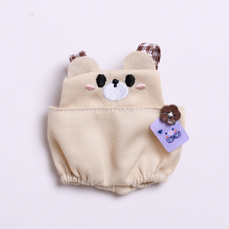 Labubu Doll Overalls Set - Blue Penguin, White Rabbit, Khaki Bear with Matching Hats