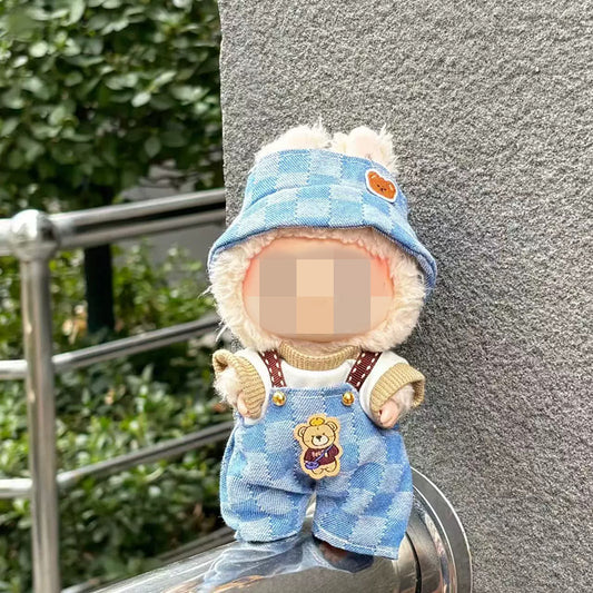 Labubu Doll Outfit - 17cm Baby Clothes Set with Bear Ear Hat