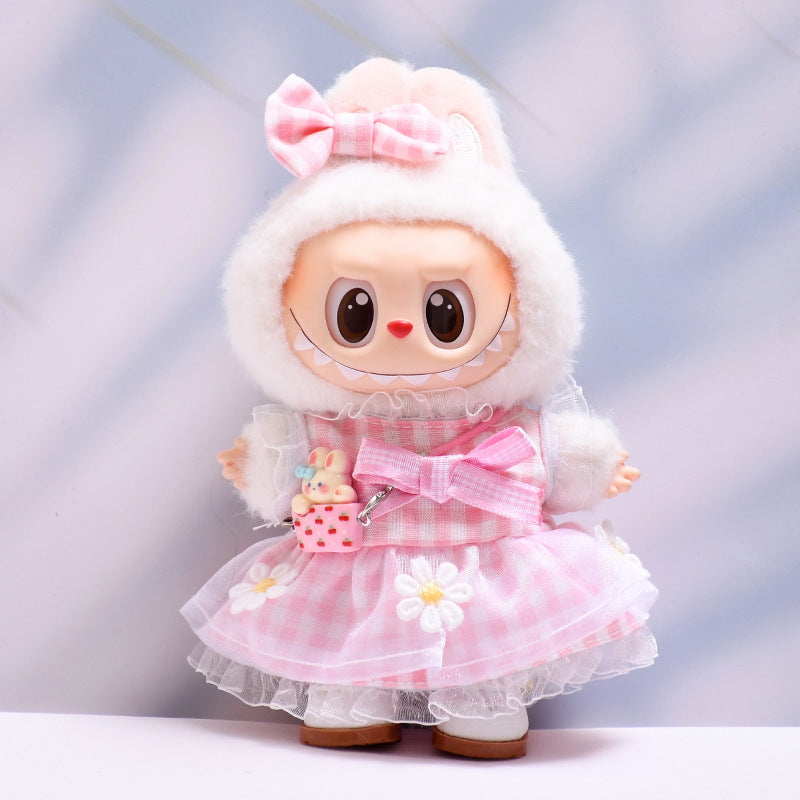 Only baby clothes] one or two generation pendant labubu clothes daisy plaid skirt suit cloth baby clothes