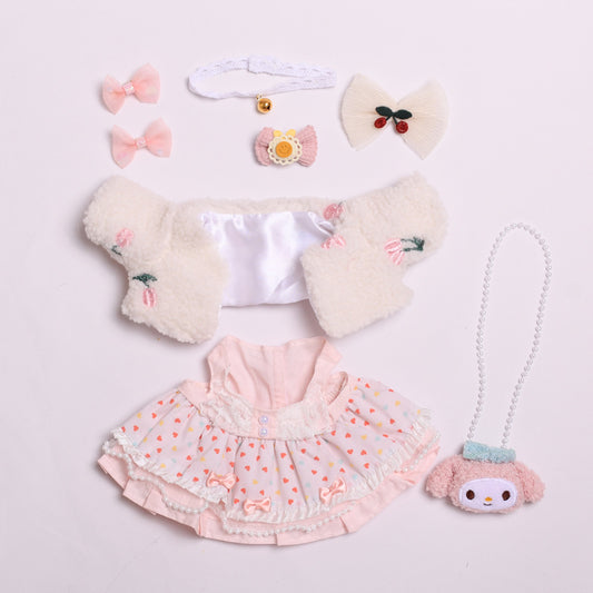 Only clothes] 38cm pull cloth plush doll clothes spring Sakura suit labubu replacement doll clothes