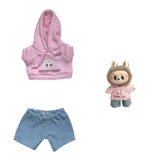 Labubu Doll Hoodie & Jeans Outfit Set with Accessories