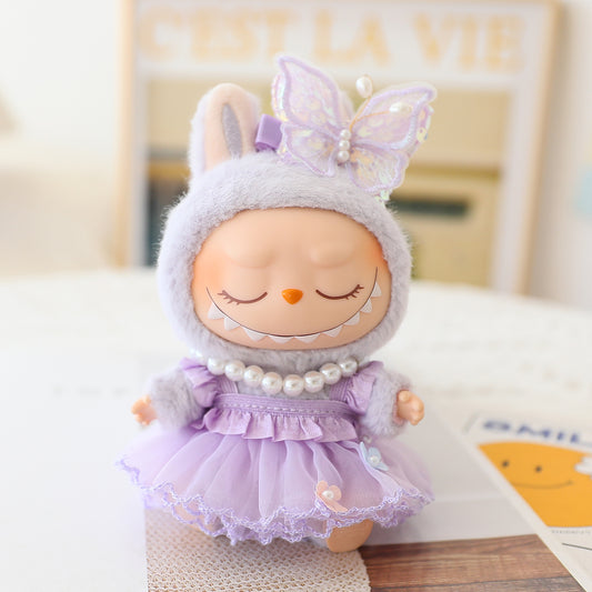 Labubu Labubu Doll Vinyl Blind Box Pendant Sitting Party One, Two and Three Generations Butterfly Veil Dress Accessories