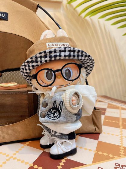 Labubu 17cm Baseball Uniform Set with Black Glasses