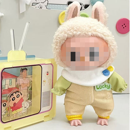 Labubu Doll Outfit - 17cm Baby Clothes Set with Bear Ear Hat
