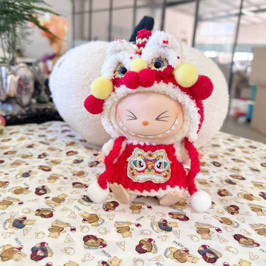 Only Clothes] Labubu New Year Clothes One or Two Generation Blind Boxes LABUBU Make Lion Dance Clothes for the New Year