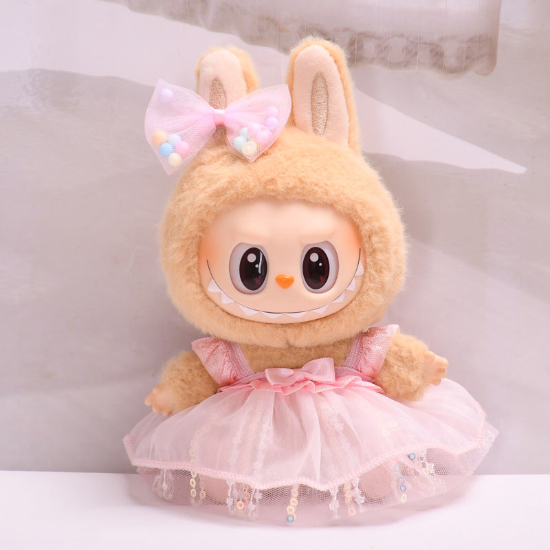 Only clothes] vinyl blind box pendant labubu sit party clothes sequins gauze skirt cloth cute