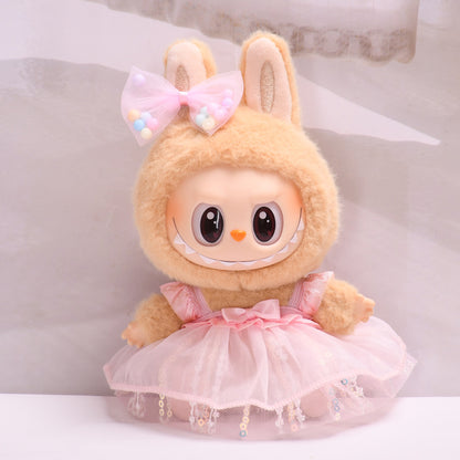 Only clothes] vinyl blind box pendant labubu sit party clothes sequins gauze skirt cloth cute
