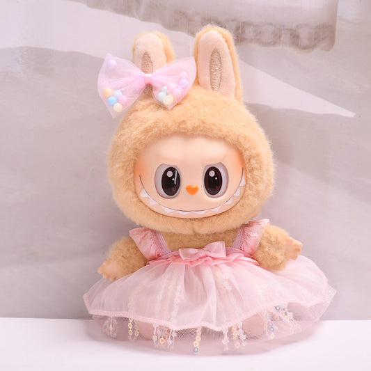 Only clothes] vinyl blind box pendant labubu sit party clothes sequins gauze skirt cloth cute
