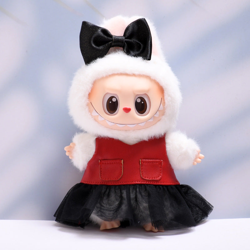 Only baby clothes] one or two generation pendant labubu clothes red leather clothes black gauze skirt suit cloth baby clothes