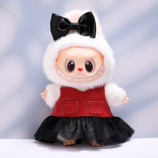 Only baby clothes] one or two generation pendant labubu clothes red leather clothes black gauze skirt suit cloth baby clothes