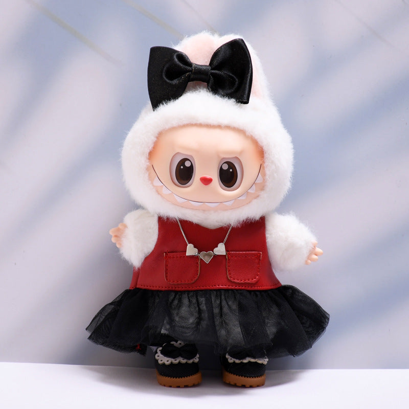 Only baby clothes] one or two generation pendant labubu clothes red leather clothes black gauze skirt suit cloth baby clothes