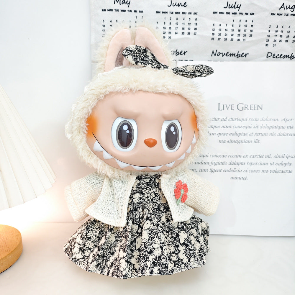 Labubu 38cm Doll Summer Dress Outfit with Cardigan & Skirt