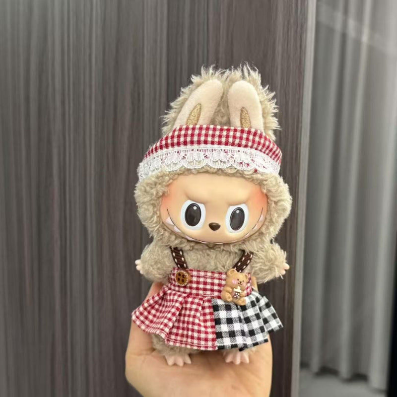 Rab cloth doll labubu17cm pendant one or two generations of vinyl plush doll suit accessories for clothes