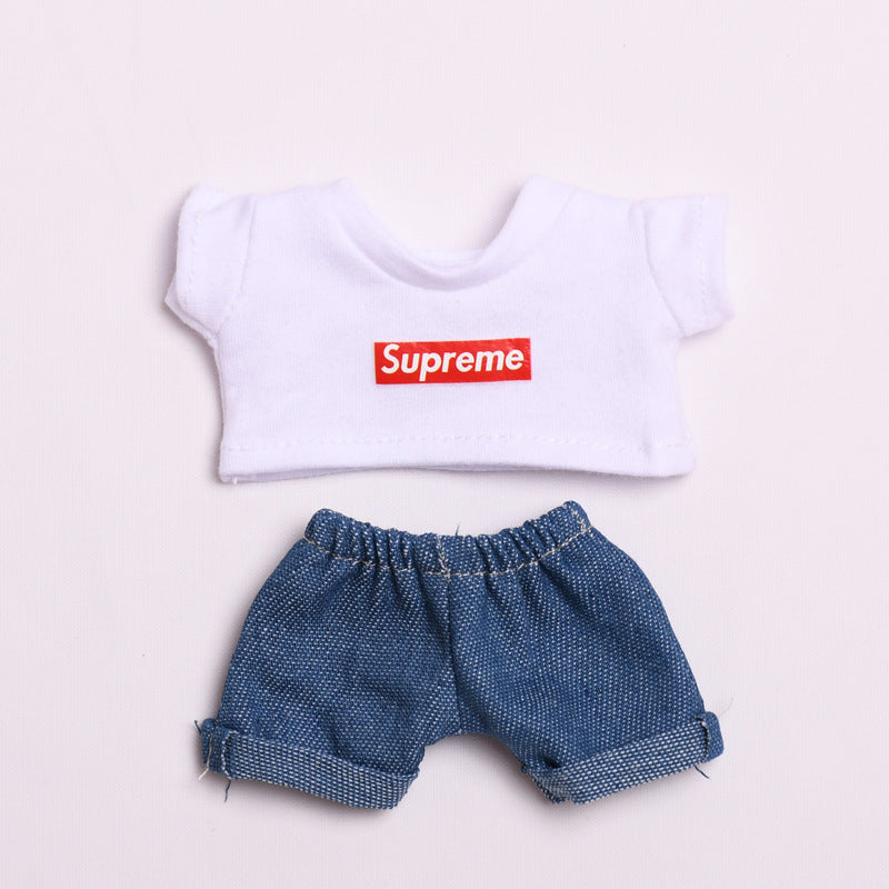 Only clothes] 17cm blind box pull cloth clothes for Labubu vinyl pendant doll casual T-shirt suit