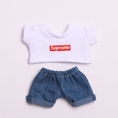 Only clothes] 17cm blind box pull cloth clothes for Labubu vinyl pendant doll casual T-shirt suit