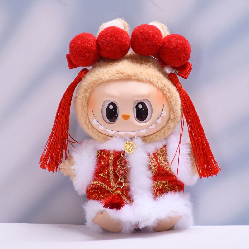 Labubu Doll New Year's Blessing Cloak & Tang Suit Outfit for 1st & 2nd Gen Pendants