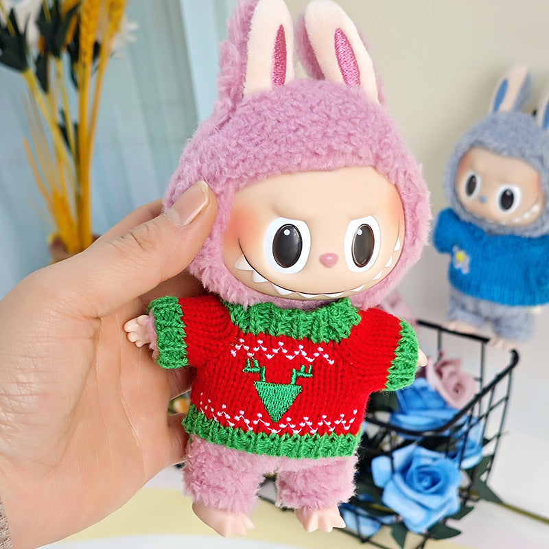 Sweater suitable for pulling cloth pendant clothes for knitted sweater 17cm labubu pendant doll clothes replacement