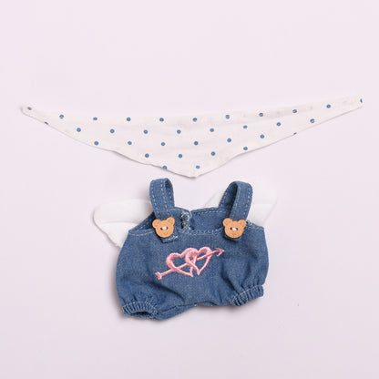 Labubu Doll Clothes - Cupid Love Overalls & Scarf for 17cm Vinyl Pendant Doll