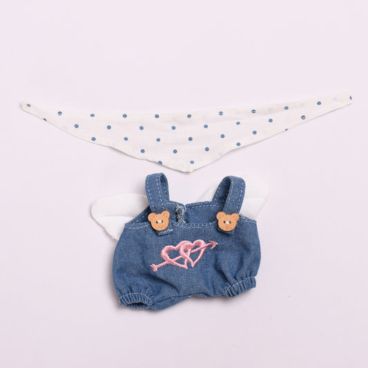Labubu Doll Clothes - Cupid Love Overalls & Scarf for 17cm Vinyl Pendant Doll