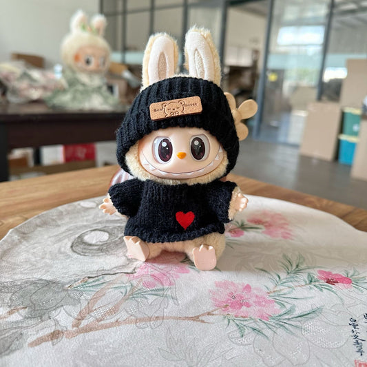Only clothes] one or two generations of cloth doll clothes pendant LALBUBU bear logo hat love sweater suit