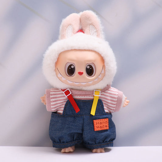Only baby clothes] one, two and three generations of pendants labubu clothes Denim pants striped T labubu baby clothes