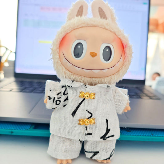17cm Bubble Mart Generation II Labubu Pendant Labubu Clothes Chinese Style Tang Suit suit Doll Clothes