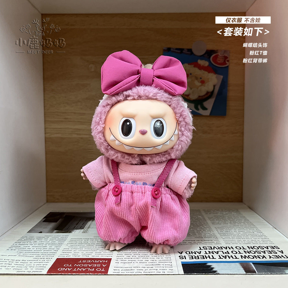 17cm Labubu Lychee Berry Doll Clothes First and Second Generation Labubu Clothes Vinyl Doll Pink Replacement