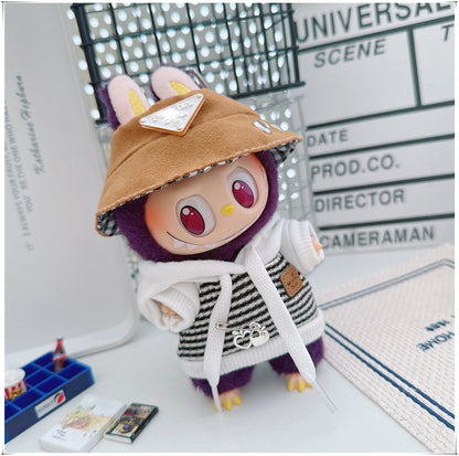 Labubu Doll Outfit - Striped Sweater & Hat Set for 17cm Labubu