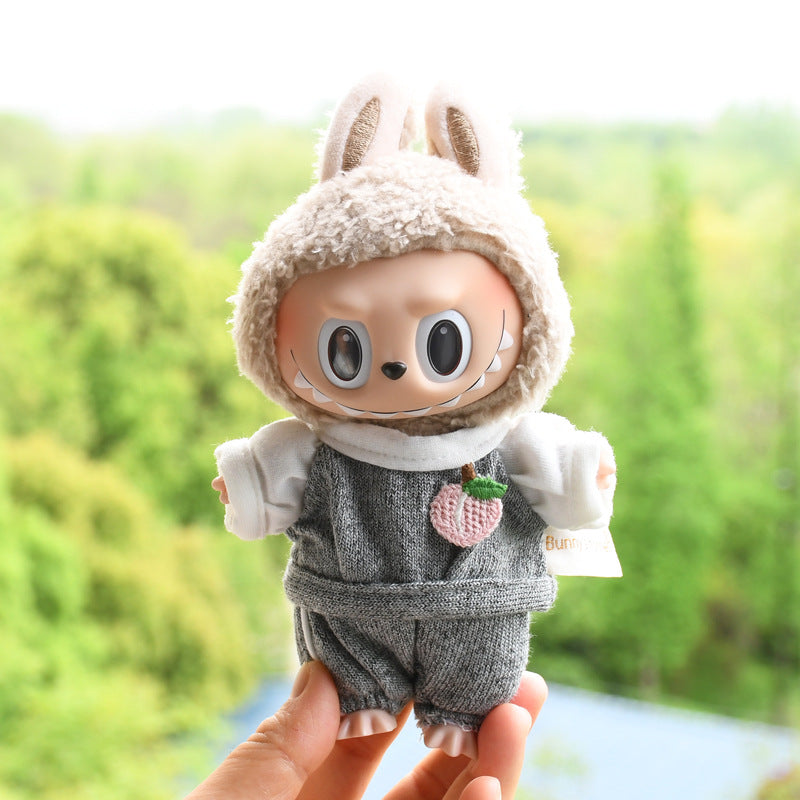 Only baby clothes] 17cm blind box cloth hanging clothes bear corduroy suspenders pants T-shirt key chain baby clothes