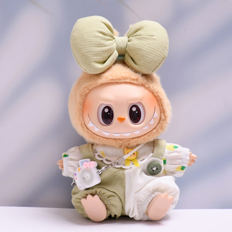Only clothes] the first and second generations sit on cloth hanging clothes labubu doll big bow strap pants suit