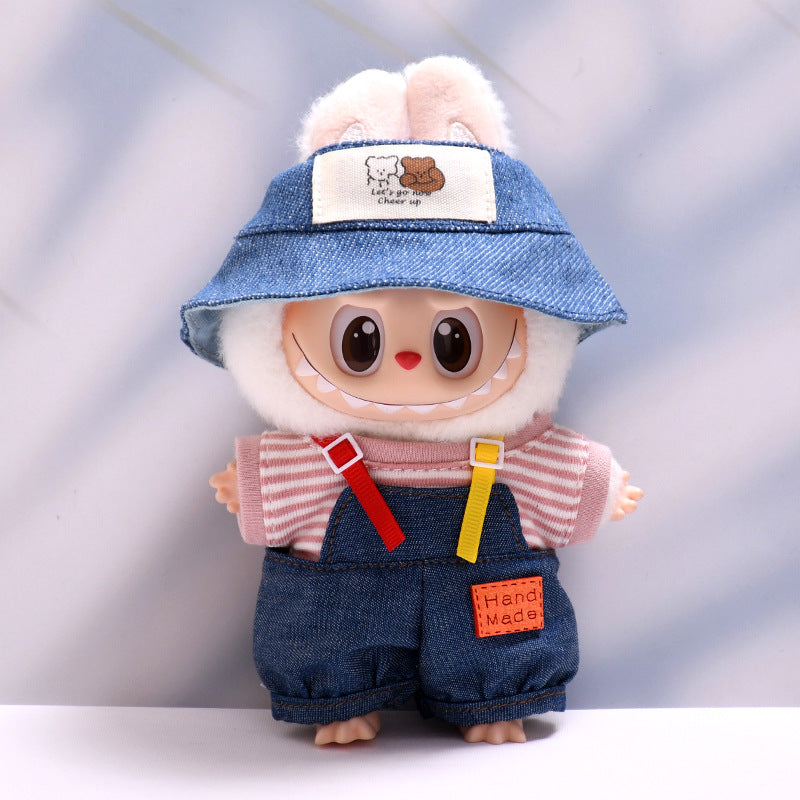 Only baby clothes] one, two and three generations of pendants labubu clothes Denim pants striped T labubu baby clothes