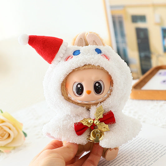 Labubu Blind Box Labubu Clothes Sit Party Vinyl Pendant for Elk Christmas Cloak Christmas Hat