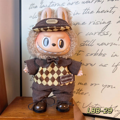 New 17cm Labubu Pendant with Replacement Baby Clothes High Quality Labubu Blind Box Pendant Baby Clothes Decoration Set