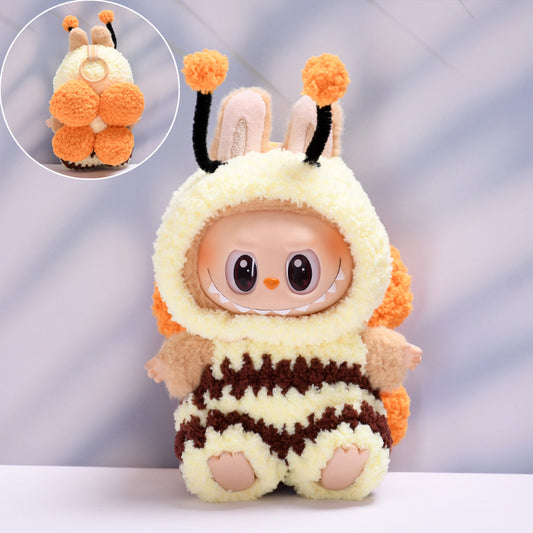 Only clothes] first and second generation pendant rab cloth pure hand knitted plush bee labubu cute baby clothes