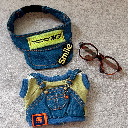 Labubu Doll Denim Overalls Outfit for 17cm Vinyl Dolls