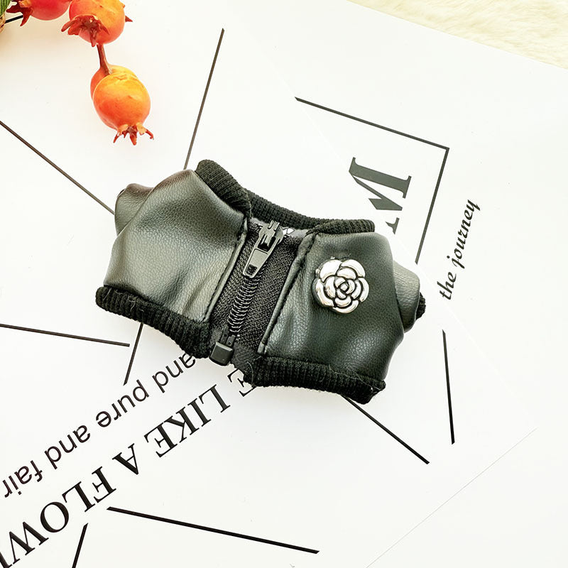 Clothes Only] 17cm Pendant Labubu Clothes Cat t Camellia Straw Hat Suit Labubu Doll Clothes