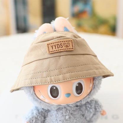 The first and second generation labubu sit party doll clothes the third generation cola vinyl blind box clothes fisherman hat suspenders pants suit