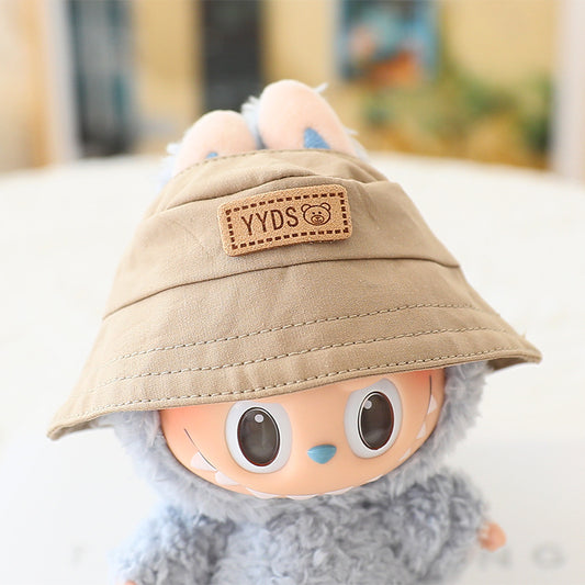 The first and second generation labubu sit party doll clothes the third generation cola vinyl blind box clothes fisherman hat suspenders pants suit