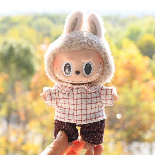 Labubu Doll Clothes - 17cm Pendant Outfit Set with T-Shirt & Suspenders