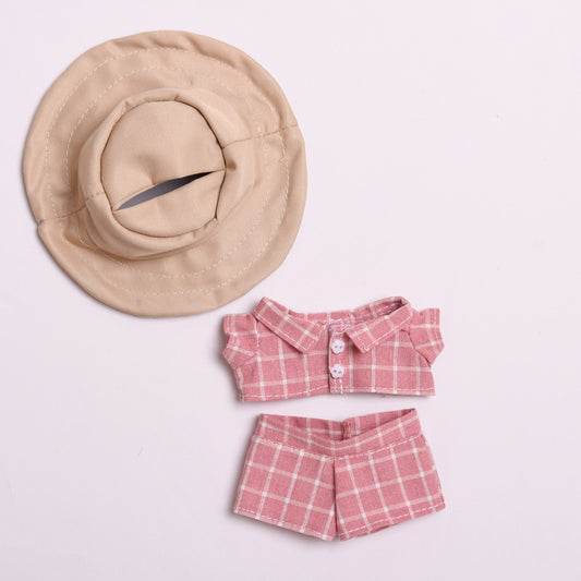 Clothes Only] Generation II Blind Box Pendant Rab Clothes Powder Plaid Suit Dress Labubu Doll Clothes