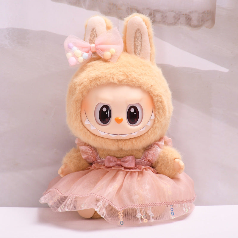 Only clothes] vinyl blind box pendant labubu sit party clothes sequins gauze skirt cloth cute