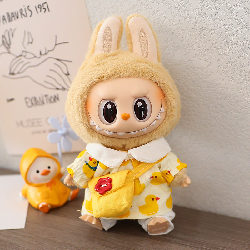 The first and second generation labubu labubu sit party vinyl doll blind box pendant doll clothes for wedding dress skirt