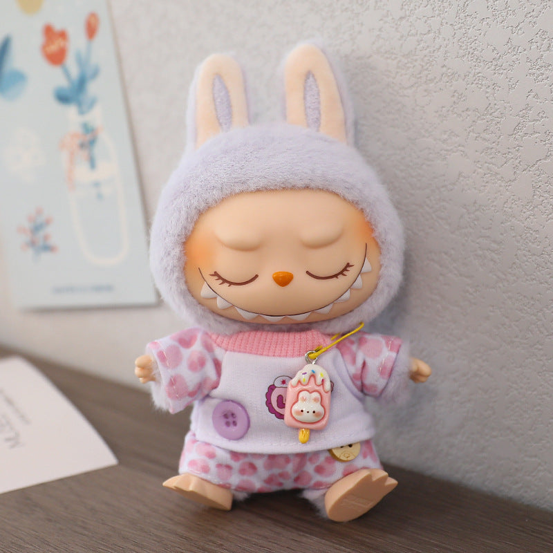 LABUBU Sitting Party Doll Rab Bub Macaron 2nd Generation Sitting Vinyl Doll Dress Dress for Dress