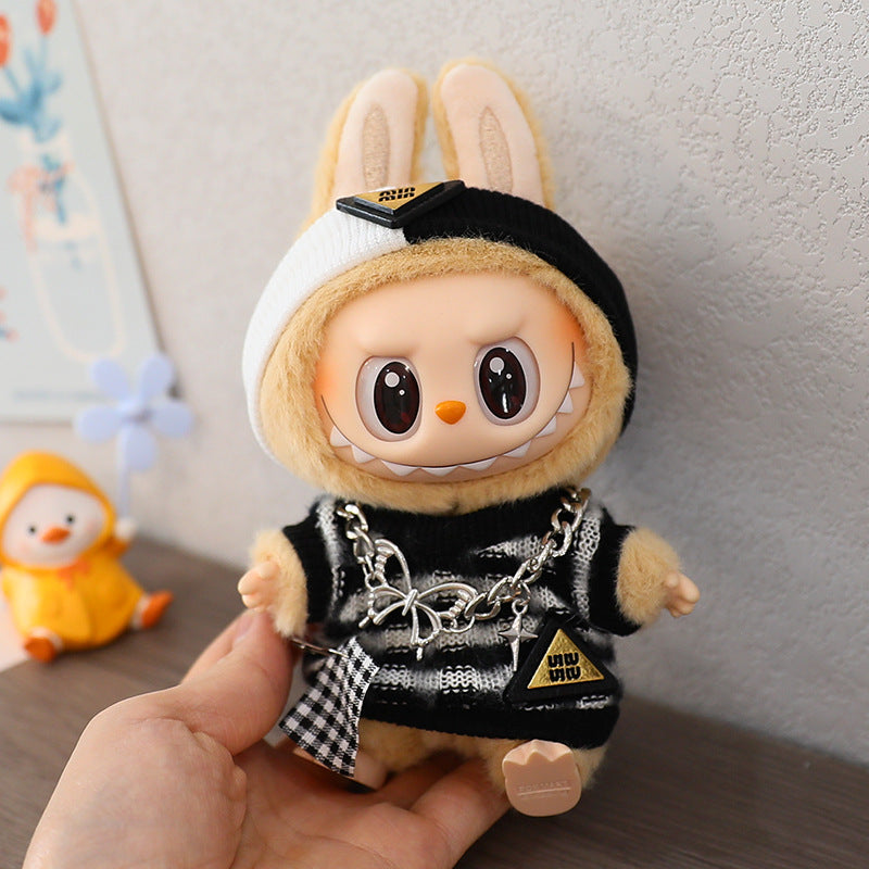 LABUBU Sitting Party Doll Rab Bub Macaron 2nd Generation Sitting Vinyl Doll Dress Dress for Dress