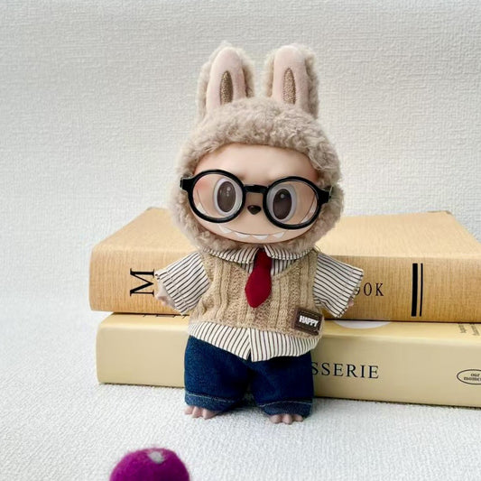 Labubu 17cm Vinyl Doll Casual Outfit - Navy Jacket & Pants Set