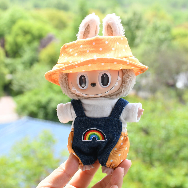 Only baby clothes] 17cm blind box cloth hanging clothes bear corduroy suspenders pants T-shirt key chain baby clothes